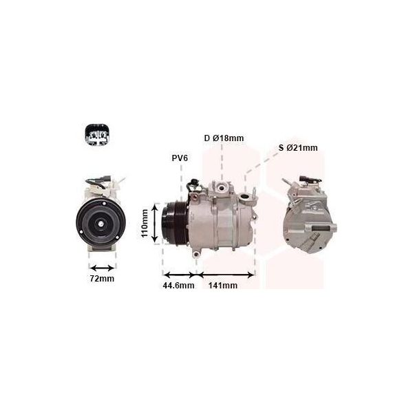 Van Wezel 1801K719 - Compressore Aria Condizionata Oe AV6119D629HB Per Grand C-Max, Mondeo V, S-Max (WA6), Transit Connect, C-Max, Focus Iii, Galaxy (WA6)-image