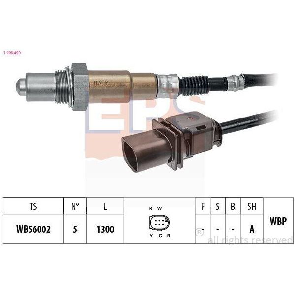 Sonda Lambda Eps Adatta Per MERCEDES-BENZ Classe E Berlina (W211) Sonda Planare Riscaldata Sonda Lambda A Banda Larga 1300 Mm 1.998.490-image