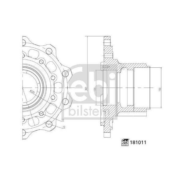 Febi Bilstein 181011 Mozzo Ruota Adatto Per MERCEDES-BENZ Actros Ø335Mm Cerchio-image