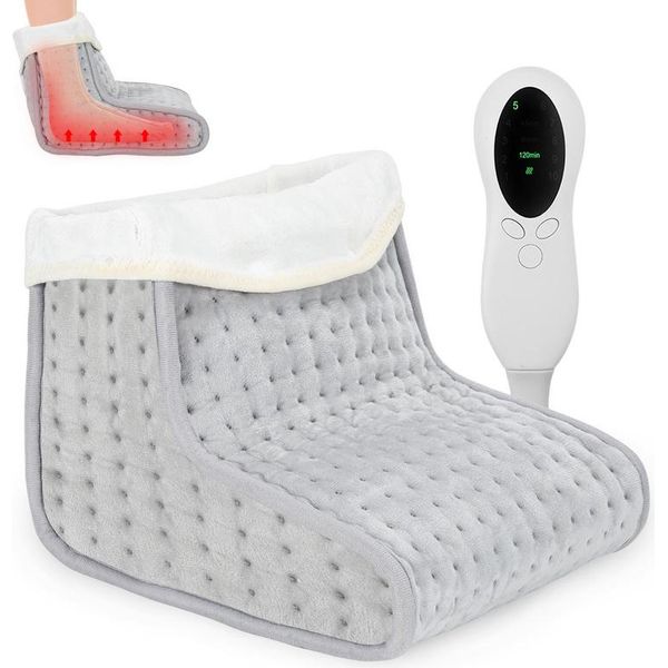 Jopassy Scaldapiedi Scaldapiedi Elettrico Con Timer E Protezione Contro Il Surriscaldamento Per Il Soffice Cuscinetto Riscaldante Grigio Chiaro-image
