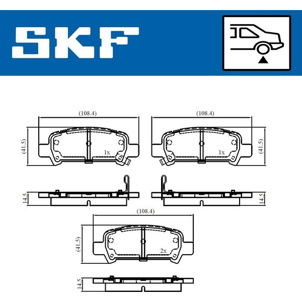 Set Pastiglie Freno Posteriori Skf Per Subaru Forester (Sg) Vkbp 90907 A-image