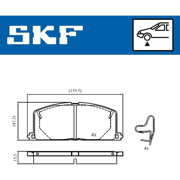 Set Pastiglie Freno Anteriori Skf Per Toyota Starlet (EP91) Vkbp 80817 A-image