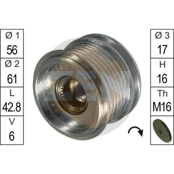 Era ZN5383 - Puleggia Alternatore Oe 038 903 119 Per A3 (8L), Alhambra (7V), Octavia I (1U), Golf Iv (1J), Sharan (7M)-image