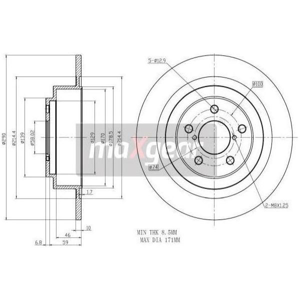 2X Disco Freno Maxgear 19-2357 Posteriore Per Subaru Legacy Iii Estate (Bh) 67 5Mm-image