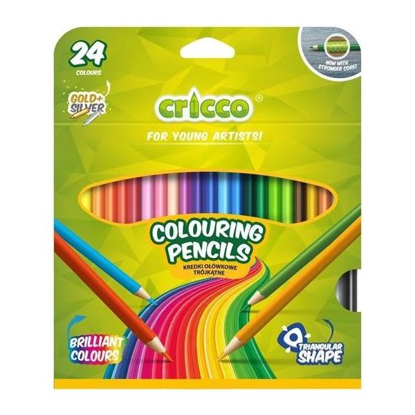 Sensazionali Pastelli Triangolari Crico In Un Set Di 24 Colori - Scoprite La Gioia Della Creazione! Ideale Per Bambini E Adulti, Alta Qualità E Colori Intensi!-image