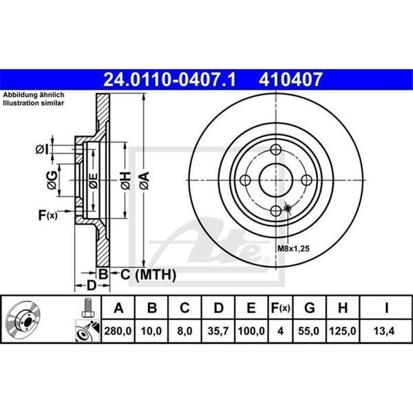 2X Disco Freno Ate 24.0110-0407.1 Per Mazda MX-5 Iv (Nd) MX-5 Rf Targa (Nd)-image