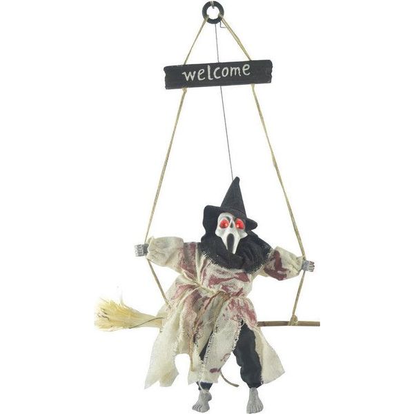 Halloween Ghost Witch Doll Horror Scary Flying Witch Pendant Per Halloween Party Ornaments Festival Bar Home Decoration Hanging Ghost Bianco-image