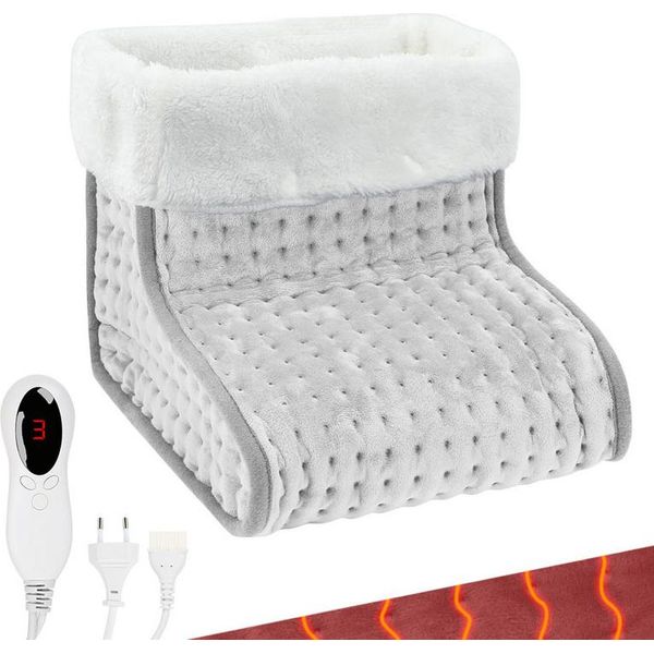 Tolletour Scaldapiedi Elettrico Con 10 Impostazioni Di Calore E Timer Scaldapiedi Elettrico Protezione Dal Surriscaldamento E Spegnimento Automatico Grigio Chiaro-image