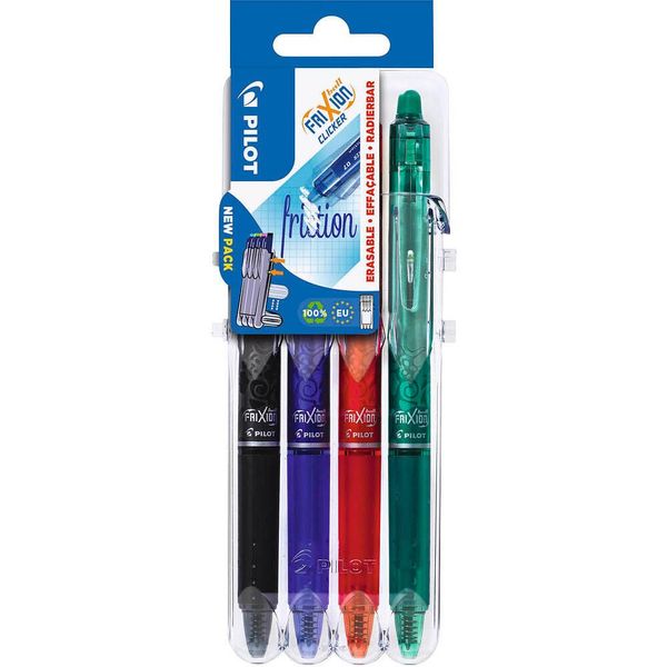 Pilot Frixion Ball Clicker 0.7 Nero, Blu, Verde, Rosso 4 Pz-image