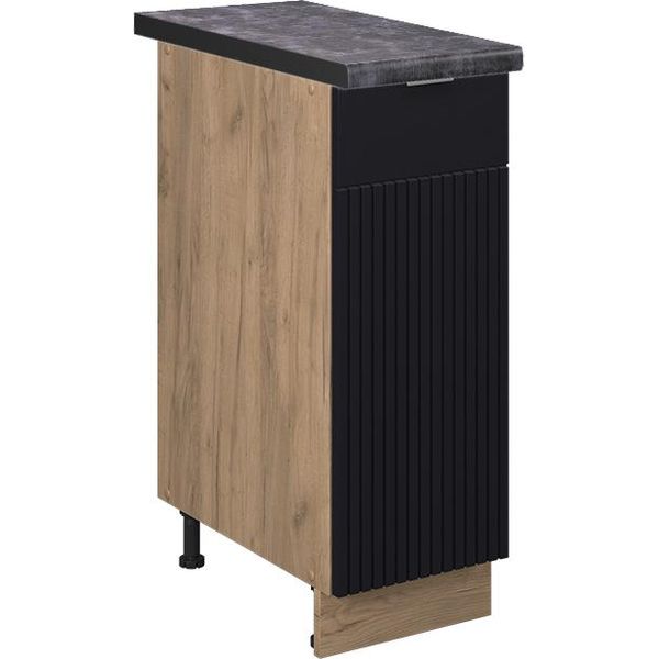 Vicco Armadio Cucina Dispensa Alto Fame-Line, 30 Cm , Pl Antracite, Nero A Righe/Quercia Dorata-image