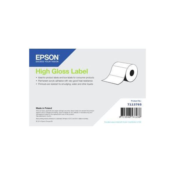 Etichetta Epson Ad Alta Lucentezza - Rotolo Continuo: 102 Mm X 33 M, Etichetta Autoadesiva, Etichette, Rotolo, Inkjet, Acrilico, Permanente-image