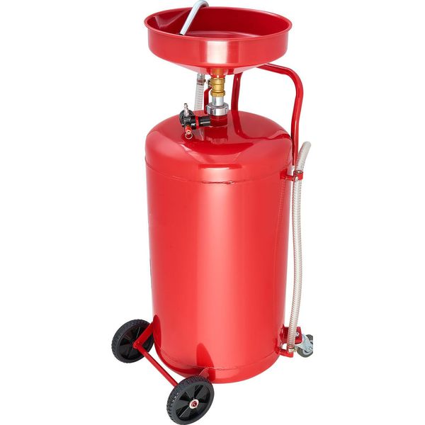 Succebuy Carrello Per La Raccolta Dell'olio Da 9,5 Litri, Contenitore Per L'olio Con Imbuto Regolabile In Altezza, Scolapasta Con Rulli, Trasferimento Di Fluidi E Carburanti, Contenitore Mobile Per La Raccolta Dell'olio Per Officine, Rosso-image