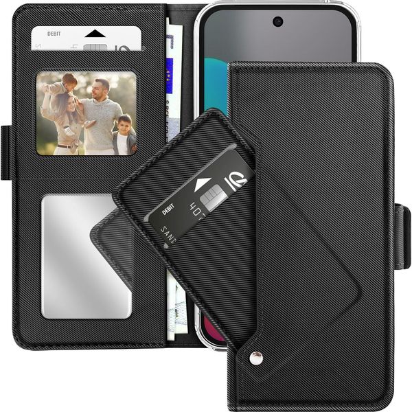Avizar, Custodia A Portafoglio Per Google Pixel 10 / 10 Pro Con Supporto E Specchio, Nero-image