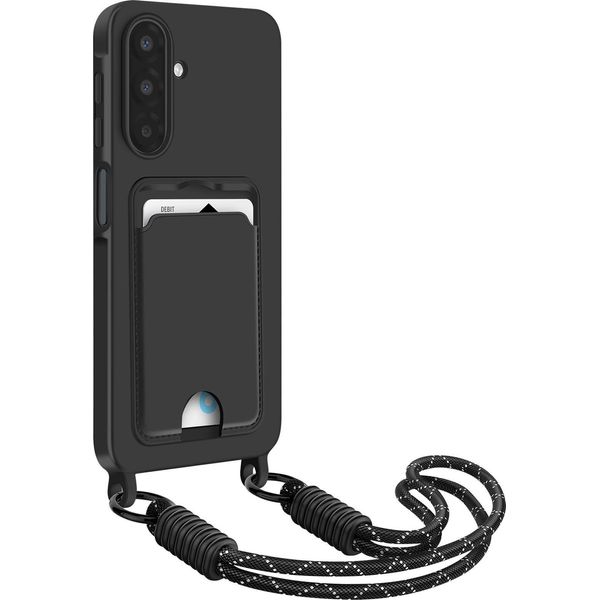 Avizar, Custodia Per Galaxy A17 Con Portacarte E Cordoncino Resistente, Nero-image