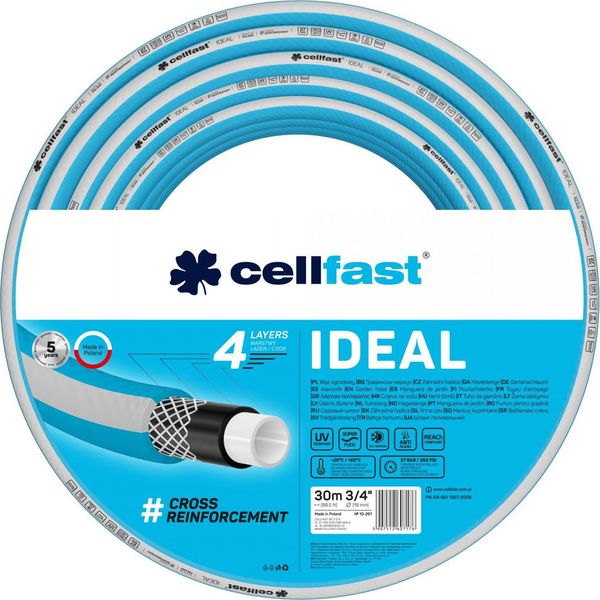 Tubo Da Giardino Cellfast Ideal 10-261 Tubo Da Giardino 30M A 4 Strati Resistente Ai Raggi Uv 27 Bar Blu-image