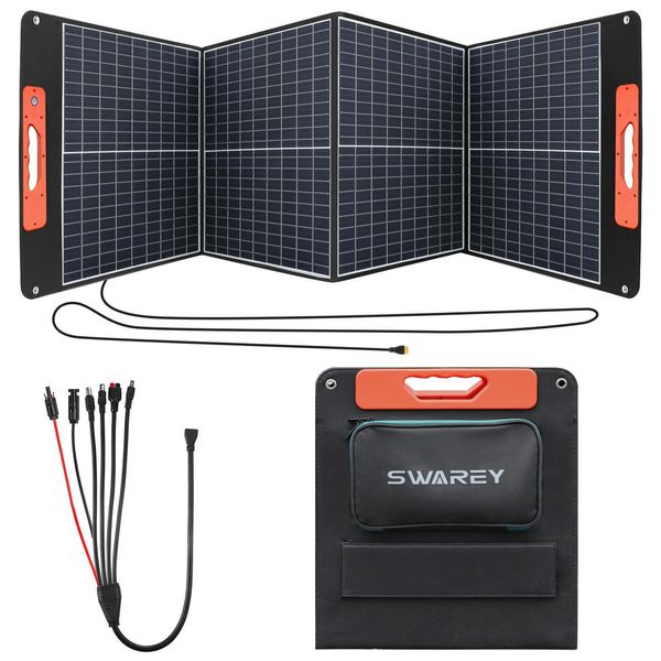 Swarey BS-100 100W Pannello Solare Pieghevole Sistema Solare Mobile Uscite USB-A QC3.0 18W/PD 60W USB-C Per La Ricarica Diretta-image