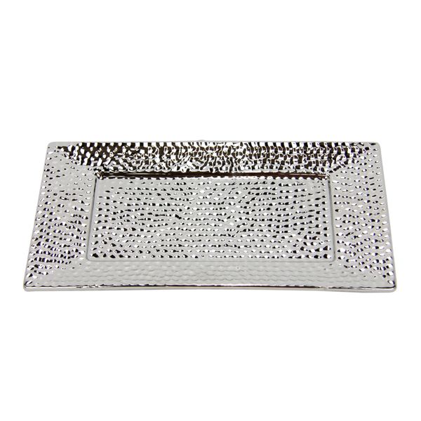 Dekotablett I.Ge.A. "Keramik-Schale", Silber, B:28Cm H:2Cm, Keramik, Dekoschalen, Eckig Dekoschale Silber Tablett Weihnachtsdeko Deko Advents-Tablett-image