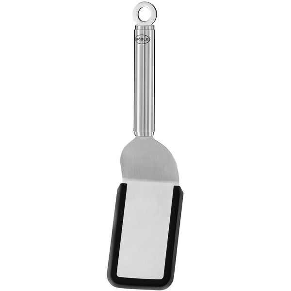 Sandwichpalette RÖSle, Silber (Edelstahlfarben), B:6,5Cm H:4Cm, Edelstahl 18/10, Silikon, KüChenpaletten, Pfannenwender, Pfannenwender Mit Silikonrand Und AufhäNgeöSe, SpüLmaschinengeeignet-image