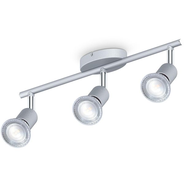 B.K.Licht Deckenleuchte, Grau (Nickelfarben), 3, H: 10Cm, 1 Stk., Leuchten, 3-Flammiger Led Deckenspot, Dreh-, Schwenkbar, IP20, Neutralweiß, Deckenspot Deckenstrahler-image