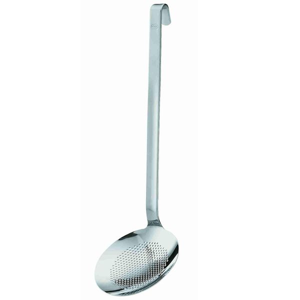 SchaumlöFfel RÖSle, Silber (Edelstahlfarben), Ø:12Cm, Edelstahl 18/10, KochlöFfel, AbseihlöFfel Mit Hakengriff, Edelstahl 18/10, SpüLmaschinengeeignet-image