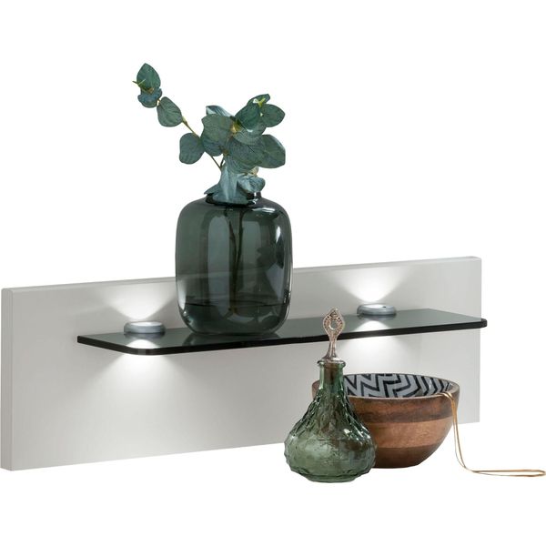 Aufsatzpaneel Wiemann "Monaco", Weiß (Weiß, Rauchglas), B:40Cm H:20Cm T:12Cm, Glas, Holzwerkstoff, MöBelaufsäTze, Wahlweise Mit Beleuchtung-image