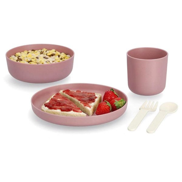 Kindergeschirr-Set Zeller Present, Rosa (Rosé), 5 Stk., Geschirr-Sets, (Je 1 Teller, SchüSsel, Tasse, Gabel, LöFfel)-image