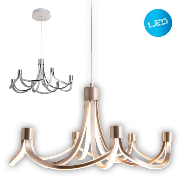 NÄVe Led Pendelleuchte "Festos", Grau (Nickel, Matt), 1, Ø 55Cm H: 150Cm, 1 Stk., Leuchten, Kronleuchter, Stufenweise Dimmbar, Satiniertes Metall, H: 150Cm, Led Pendelleuchte-image