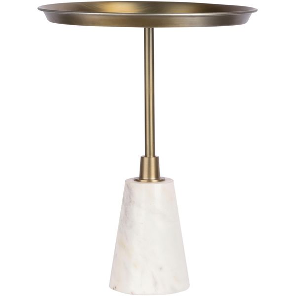 Beistelltisch Kayoom "Grant 125, Aus Handmanufaktur", Gold (Weiß, Gold, Weiß, Gold), B:38Cm H:51Cm T:38Cm, 95% Eisen, 5% Aluminium / Sockel: Marmor, Tische, Beistelltisch, Runder Tisch, AblagefläChe Aus Metall, Sockel Aus Marmor-image
