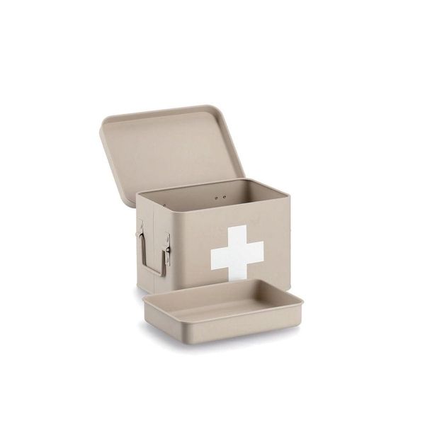 Aufbewahrungsbox Zeller Present "Medizinbox", Beige, B:22,5Cm H:15,5Cm T:16,5Cm, Metall, Aufbewahrungsboxen, Aufbewahrungsbox, Metall-image