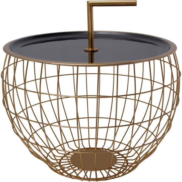 Beistelltisch Kayoom "Art Deco 500, Abstelltisch Aus Metall,Funktional Und Stabil", Schwarz (Schwarz, Gold, Schwarz), B:49,5Cm H:37Cm T:49,5Cm, 100% Eisen, Tische, Beistelltisch, Dekorativ, Mit Abnehmbarem Griff ( 13 Cm ), Stauraumfunktion-image
