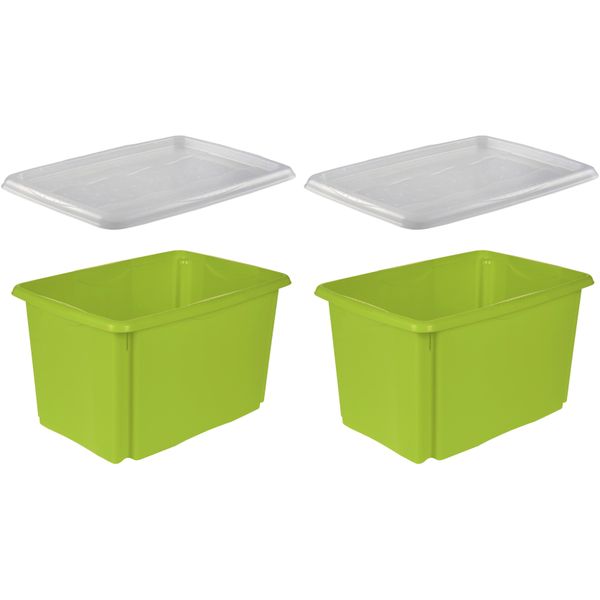 Aufbewahrungsbox keeeper "Emil", GrüN, B:39Cm H:29,5Cm T:54,5Cm, Kunststoff, Aufbewahrungsboxen, Aufbewahrungsbox, 45 L, Mit Deckel, Hochwertiger Kunststoff-image