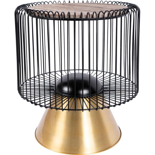 Beistelltisch Kayoom "Malibu 125, Runde Platte Aus Original Marmor, Pflegeleicht", Braun (Braun, Schwarz, Gold, Schwarz, Gold, Braun), B:51Cm H:56,5Cm T:51Cm, Eisen, Marmor, Tische, Beistelltisch, ø-Marmorplatte: Ca. 40 Cm, Angesagtes Metalldesign, Pflegeleicht-image