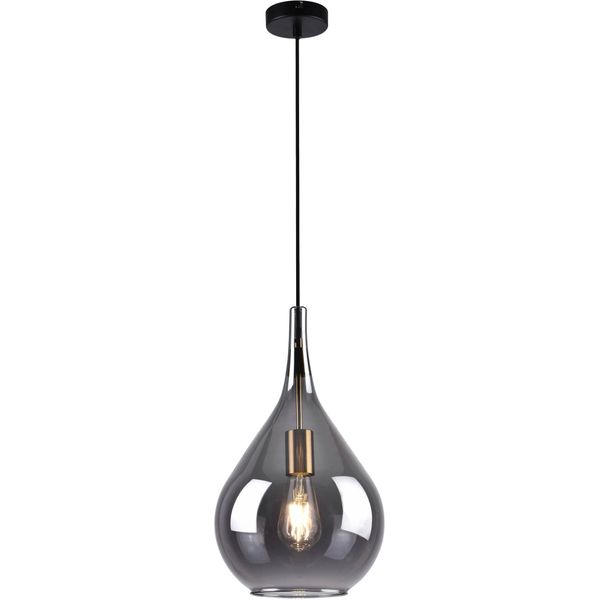 NÄVe Pendelleuchte "Gota", Schwarz, 1, Ø 25Cm H: 150Cm, 1 Stk., Leuchten, Rauchglas D: 25Cm, Exkl. 1X E27, H: 150Cm, Baldachin Und Kabel Schwarz, Pendelleuchte-image