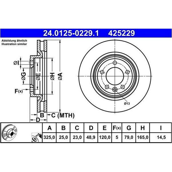 2X Disco Freno Ate 24.0125-0229.1 Per Land Rover Range Rover Sport (L494)-image