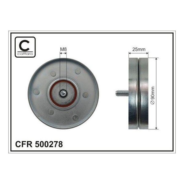 Caffaro 500278 Puleggia Folle Cinghia A V 90Mm Per Vw Transporter V Bus (7HB, 7HJ, 7EB, 7EJ, 7EF, 7EG, 7HF, 7EC) Multivan V Amarok Pickup Per Audi-image