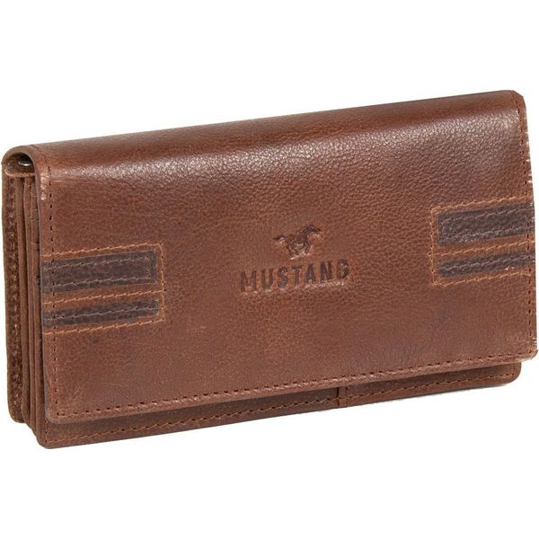 Mustang Pelle Portafoglio Asti Leather Wallet Side Opening Brown Marrone-image