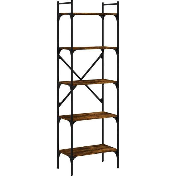 Libreria 5 Scomparti Rovere Fumé 56X31,5X174 Cm Materiale In Legno-image