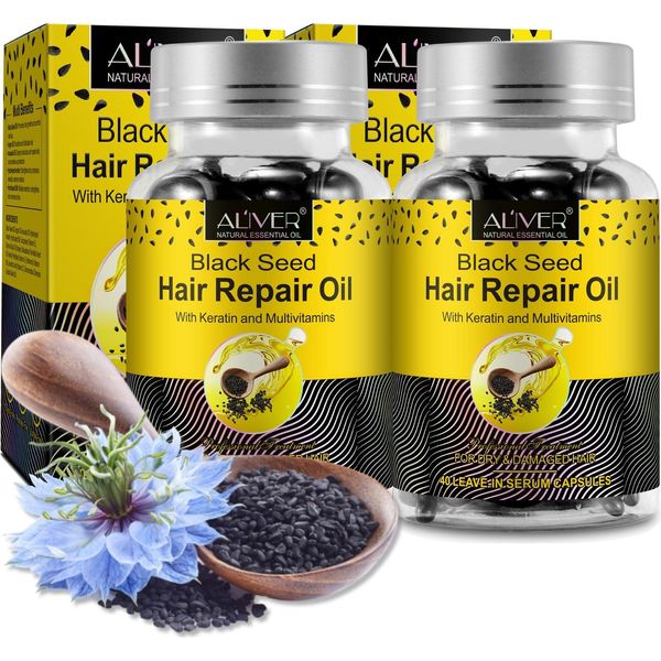 Olio Di Cumino Nero Per Capelli Olio Per La Crescita Dei Capelli Cuoio Capelluto Cura Dei Capelli In Capsule Biologico Vegano, 2X 40 Capsule-image