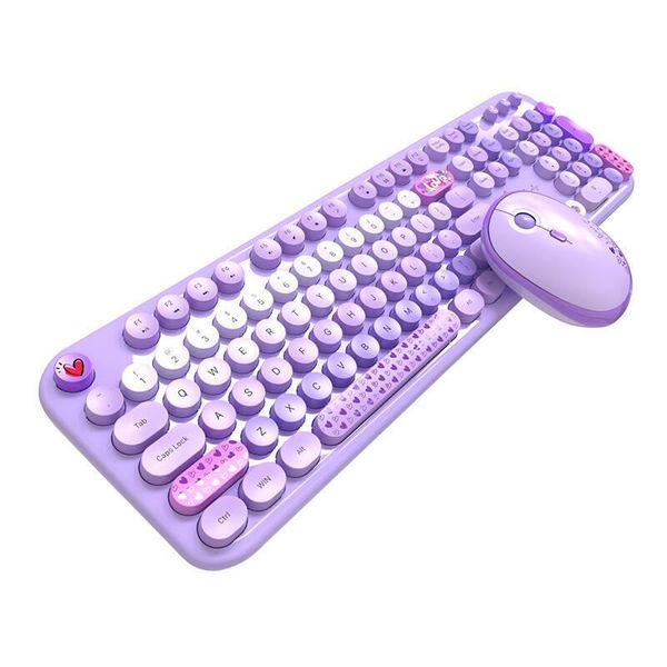 Set Tastiera + Mouse Senza Fili Mofii Lovely 2.4G (Viola)-image