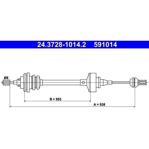 Ate 24.3728-1014.2 - Oe 77 00 823 050 Cavo Frizione Per Twingo I (C06), Twingo I (S06)-image