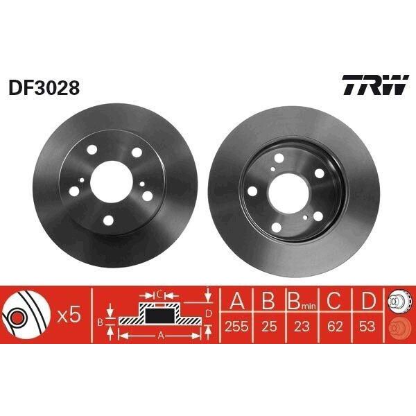 Trw DF3028 - Disco Freno Oe 4351228060 Per Previa (R1, R2)-image