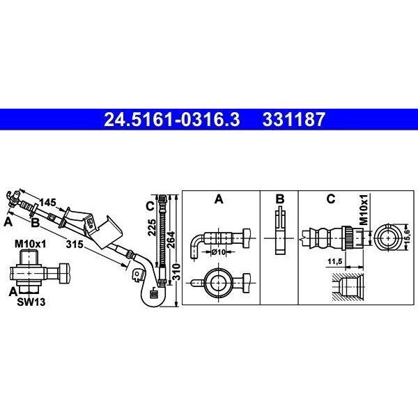 Ate 24.5161-0316.3 - Tubo Freno Oe 4806 G0 Per C6 (Td), 407, 407 Sw (6D, 6E)-image