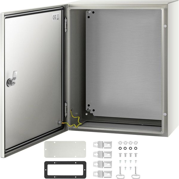 Quadro Elettrico Industriale Nema, 50 X 40 X 20 Cm Quadro Di Distribuzione Nema 4X In Acciaio, IP66 Impermeabile E Antipolvere, Scatola Di Connessione Elettrica Per Uso Esterno/Interno, Con Piastra Di Montaggio-image
