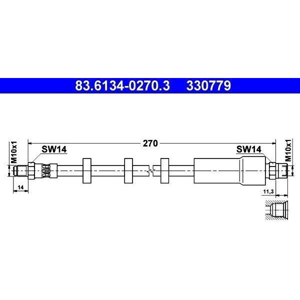 Ate 83.6134-0270.3 Tubo Freno Posteriore Per Volvo V70 I (875, 876) 850 Station Wagon (855)-image