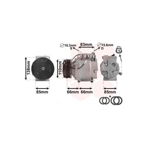 Van Wezel Compressore Aria Condizionata 2500K260 Per Honda Jazz Ii Hatchback (Gd_ GE3 GE2)-image