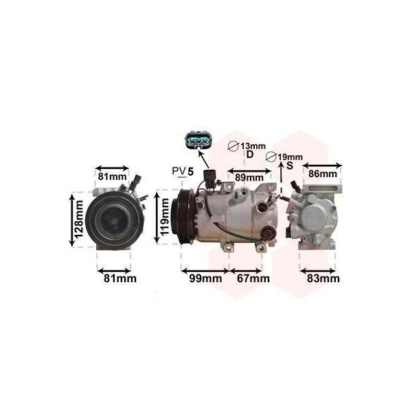 Van Wezel 8200K414 VS12 Compressore Climatizzatore Pag 46 R134A Per Hyundai Ix35 (Lm, El, Elh) Per Kia Sportage (Sl)-image