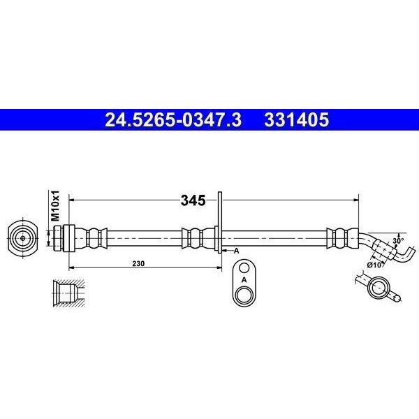 Ate 24.5265-0347.3 - Tubo Freno Oe 90947 W2018 Per Auris (E15), Avensis (T27)-image