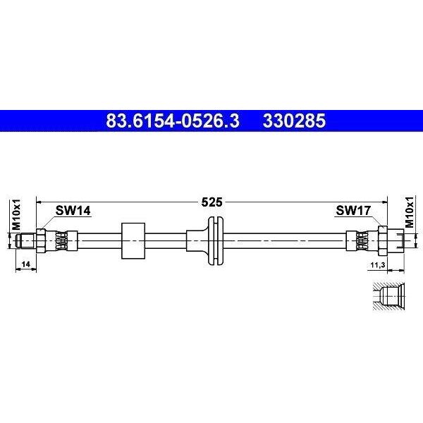 Ate 83.6154-0526.3 Tubo Freno Anteriore Adatto Per MERCEDES-BENZ Berlina (W124) W124 Modello T (S124) Classe E Berlina (W124) Classe E Modello T-image