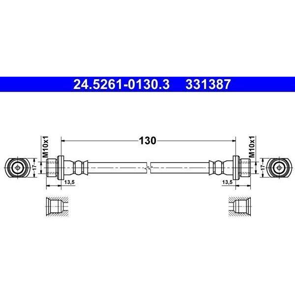 Ate 24.5261-0130.3 Tubo Freno Per Toyota Auris (NRE15, ZZE15, ADE15, ZRE15, NDE15) Verso (R2)-image