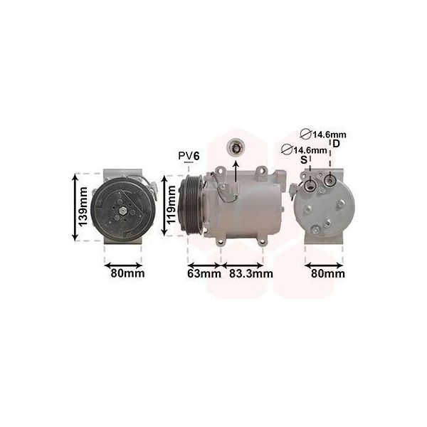Van Wezel Compressore Aria Condizionata 5900K121 Per Volvo V70 Ii (285) XC90 I (275)-image